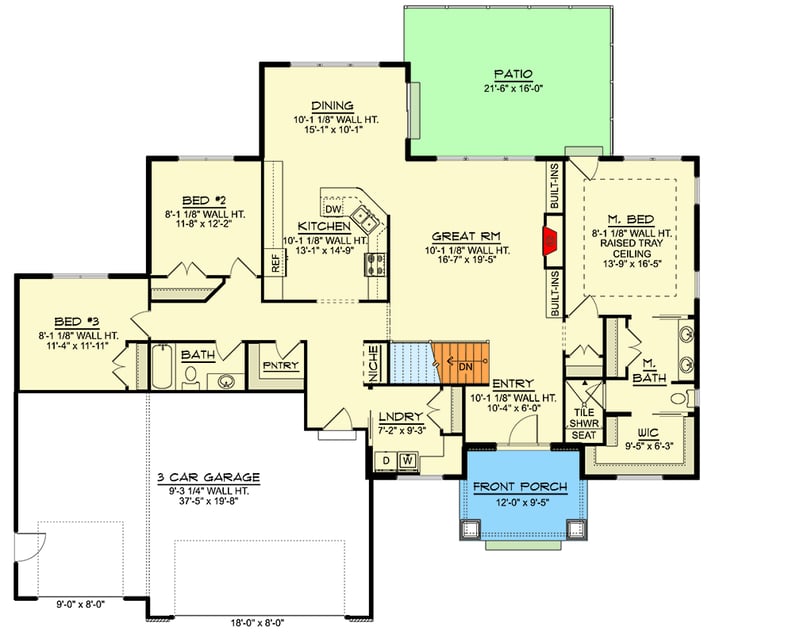 Plan 135446GRA: Country Craftsman House Plan Featuring Three Bedrooms and Three-Car Garage - Floor Plan - - Country, Craftsman, New American