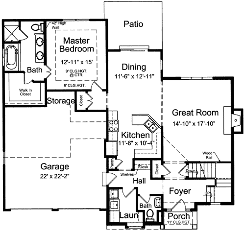Plan 39157ST: Signature Swooping Roof - Floor Plan - Main Level - Northwest, Traditional