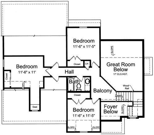 Plan 39157ST: Signature Swooping Roof - Floor Plan - 2nd Floor - Northwest, Traditional