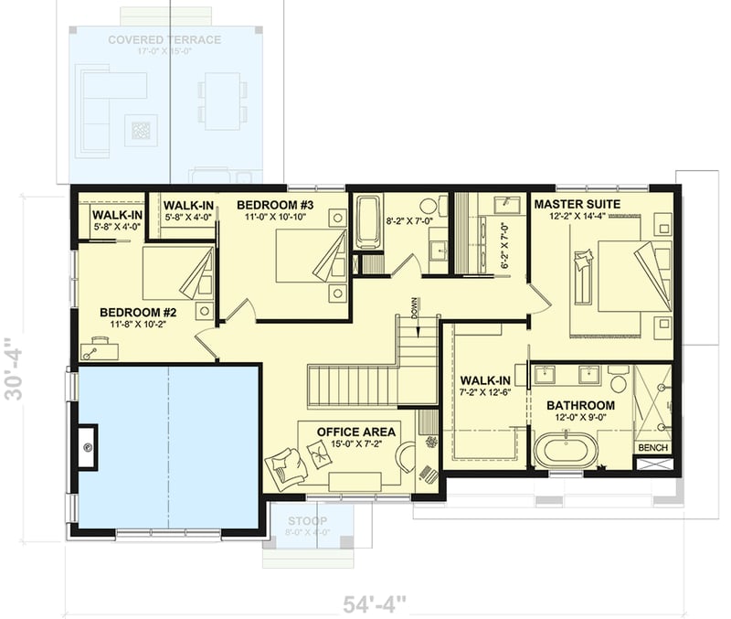 Plan 22761DR: Modern Farmhouse House Plan with 3 Bedrooms and Two-Story Great Room - Floor Plan -  - Farmhouse, Modern Farmhouse