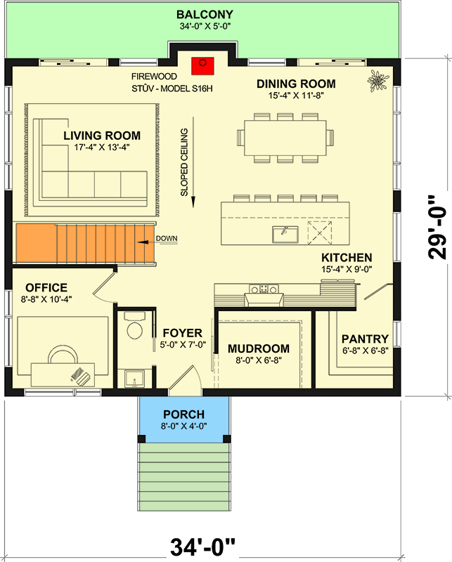 Plan 22762DR: Contemporary Three Bedroom Modern Vacation House Plan with Two Story Great Room - Floor Plan - - Contemporary, Modern, Vacation