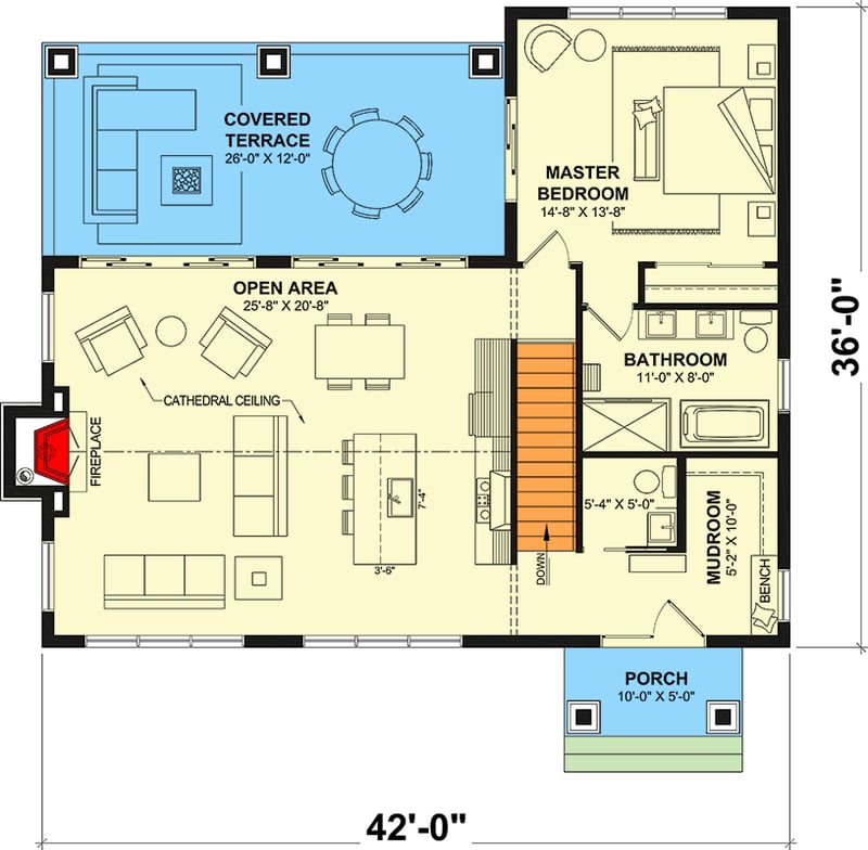 Plan 22763DR: Country Farmhouse House Plan with Four Bedrooms and Walkout Basement - Floor Plan -  - Cottage, Country, Farmhouse
