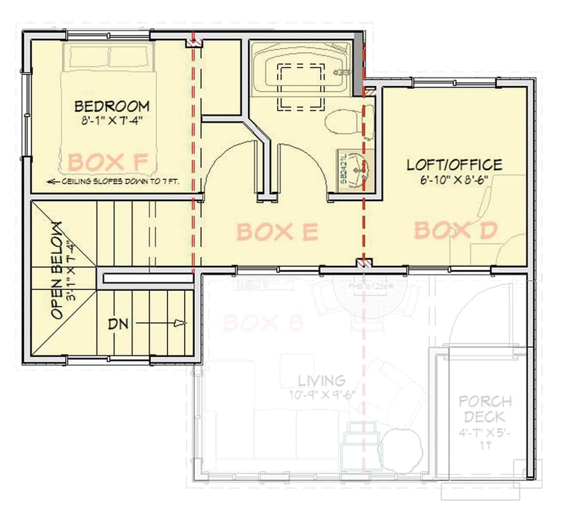 Plan 431006BOX: Boxes-Built Modern Tiny House Plan with Two Bedrooms and Loft - Floor Plan - 2nd Level - Contemporary, Modern, Mountain, Transitional, Vacation