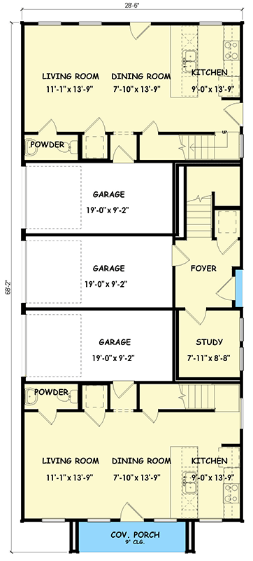 Plan 100374GHR: Traditional Triplex House Plan Featuring Three Modern Two-Bedroom Units - Floor Plan - - Traditional