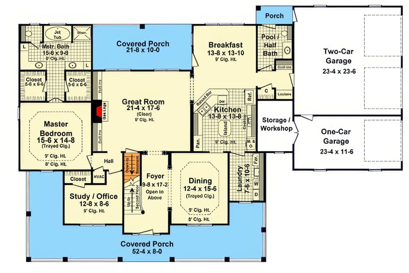 Plan 51392MM: Modern Farmhouse House Plan with Four Bedrooms and Wraparound Porch - Floor Plan - Main Level - Country, Farmhouse, Modern Farmhouse, Traditional