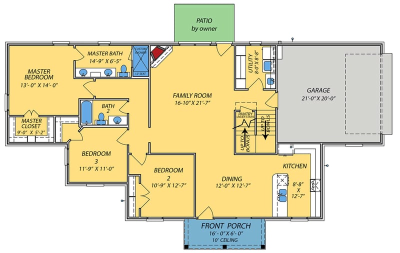 Plan 83972JW: Acadian Style House Plan with 4 Bedrooms and Optionally Finished Bonus Room - Floor Plan - - Acadian, Traditional