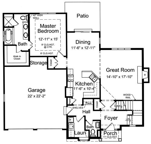 Plan 39181ST: Signature Swooping Roof - Floor Plan - Main Level - Northwest, Shingle, Traditional