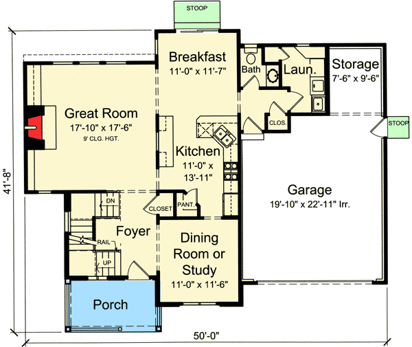 Plan 39182ST: Expand into the Unfinished Basement - Floor Plan - Main Level - Country, Traditional