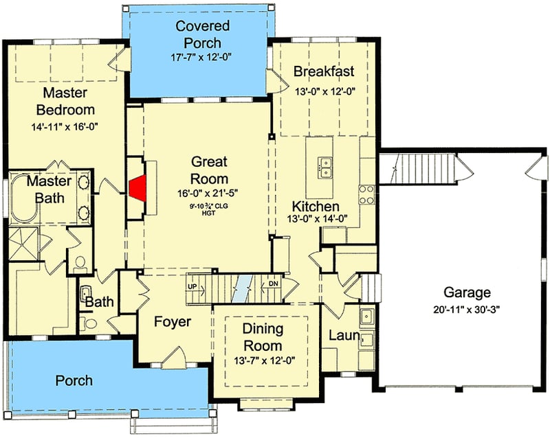 Plan 39193ST: Master Suite with Covered Porch Access - Floor Plan - Main Level - Country, Traditional