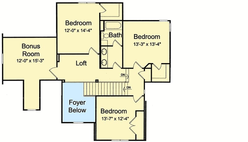 Plan 39193ST: Master Suite with Covered Porch Access - Floor Plan - 2nd Floor - Country, Traditional