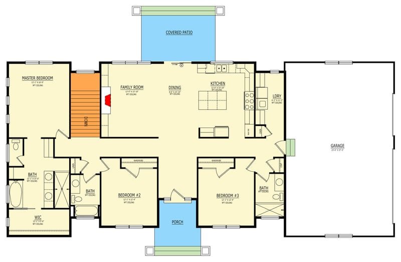 Plan 849129PGE: Traditional Ranch House Plan with 3 Bedrooms and 3-Car Garage - Floor Plan - Main Level - Country, Ranch, Traditional