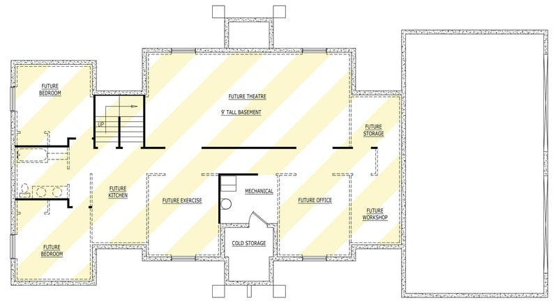 Plan 849130PGE: Prairie Style House Plan Featuring 3 Bedrooms and 4-Car Garage - Floor Plan - Optionally Finished Basement - Prairie, Ranch, Traditional