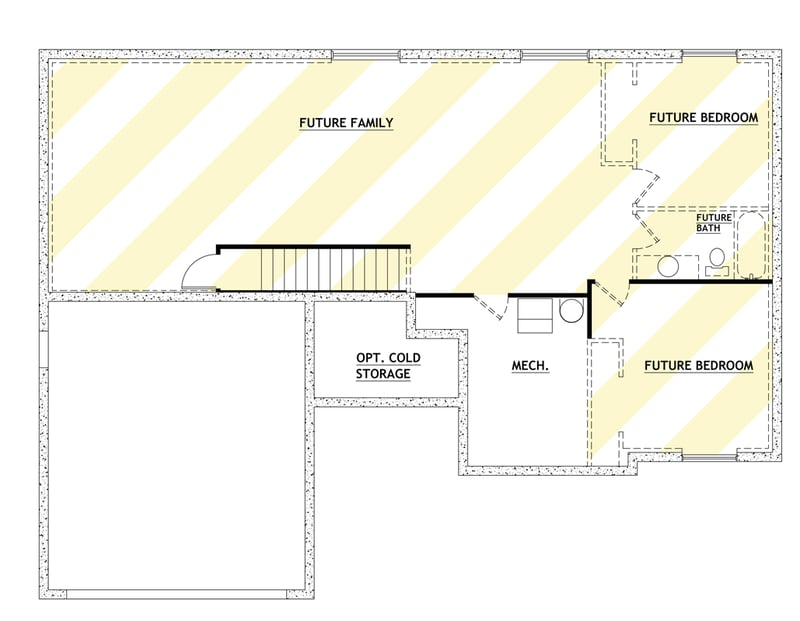 Plan 849131PGE: Three Bedroom Traditional House Plan with Two Car Garage - Floor Plan - Optionally Finished Basement - Country, Ranch, Traditional