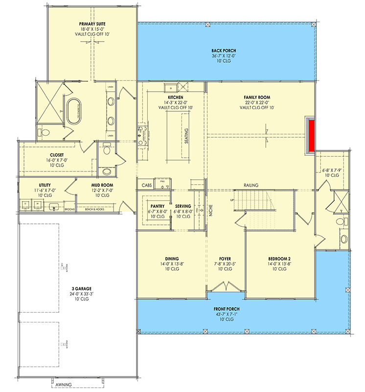 Plan 818213JSS: Modern Farmhouse House Plan with 4 Bedrooms and 3-Car Garage - Floor Plan -  - Country, Craftsman, Farmhouse, Modern Farmhouse, New American