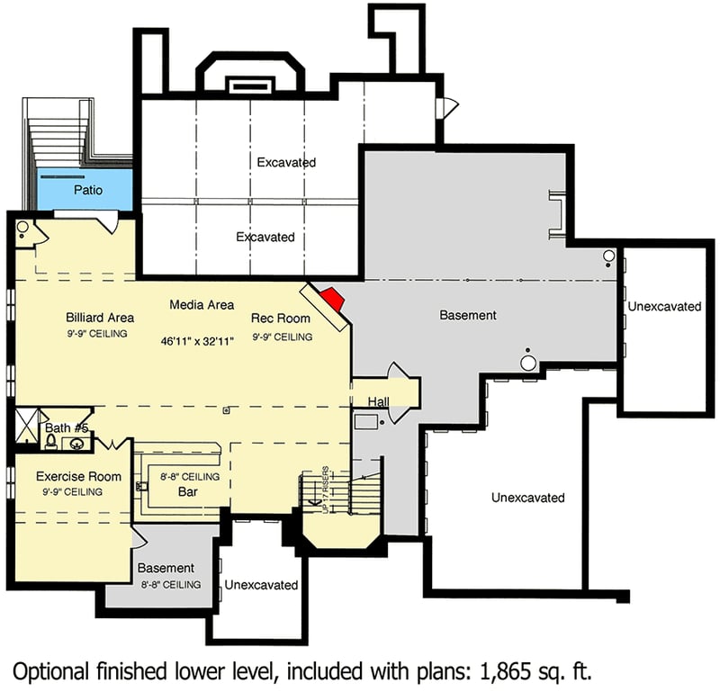 Plan 39201ST: Luxury European House Plan - Floor Plan - Optional Finished Lower Level - European, Traditional