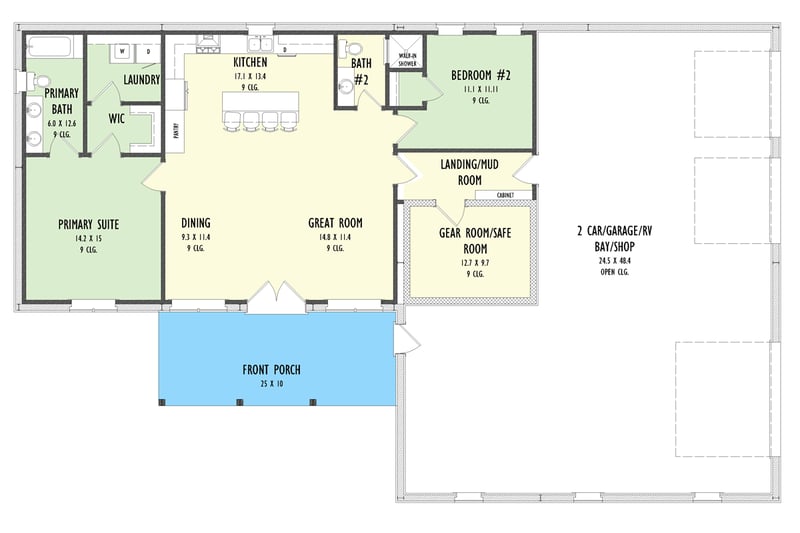 Plan 777077MTL: Modern Barndominium House Plan with 3-Car RV Garage and Workshop - Floor Plan -  - Barndominium, Country, Modern Farmhouse