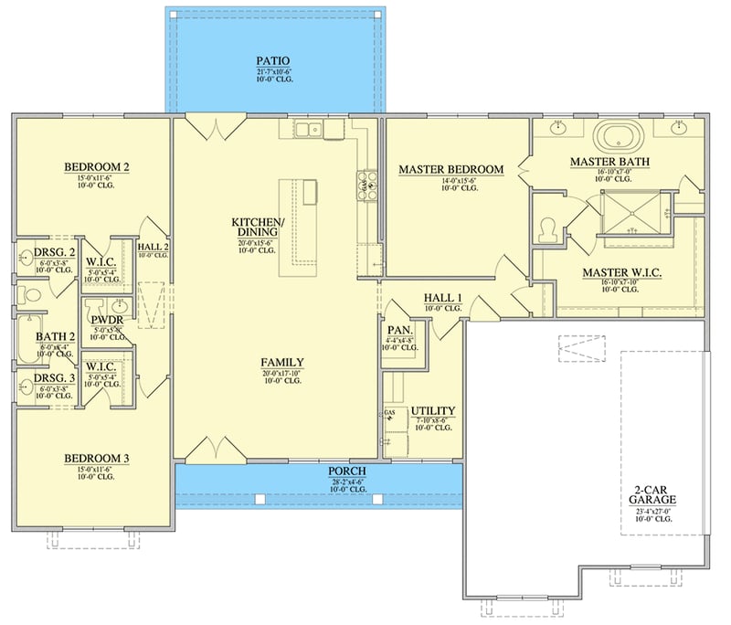 Plan 440052PWL: Modern Farmhouse House Plan with 3 Bedrooms and Open Layout - Floor Plan -  - Country, Craftsman, Modern Farmhouse, New American, Southern