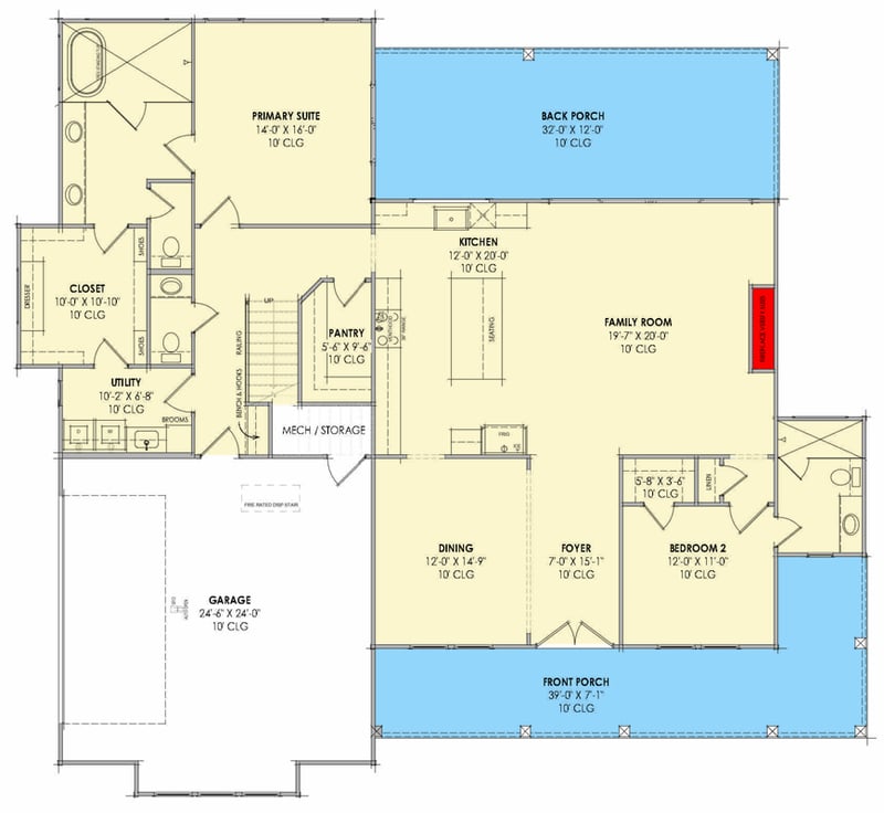 Plan 818215JSS: Modern Farmhouse House Plan with 4 Bedrooms and Main Level Master Suite - Floor Plan - Main Level - Country, Craftsman, Farmhouse, Modern Farmhouse