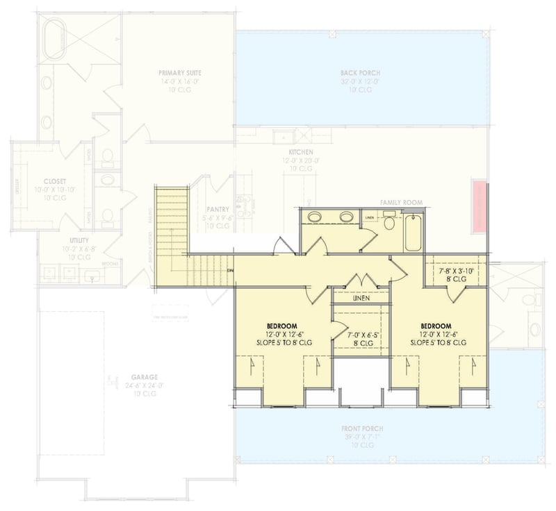 Plan 818215JSS: Modern Farmhouse House Plan with 4 Bedrooms and Main Level Master Suite - Floor Plan - 2nd Level - Country, Craftsman, Farmhouse, Modern Farmhouse