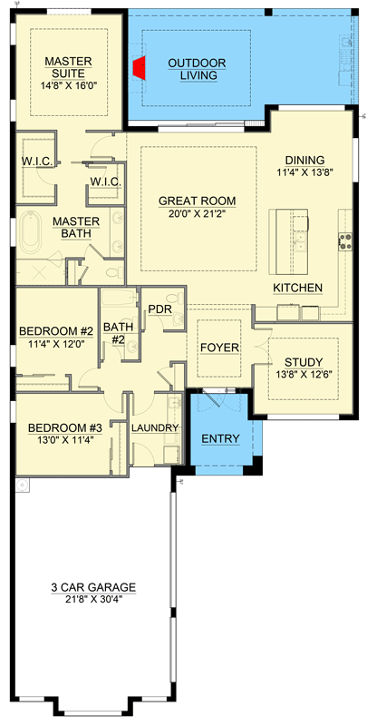 Plan 65803BS: Contemporary Florida Style House Plan with Three Bedrooms and Lanai - Floor Plan - - Contemporary, Florida-Style, Modern