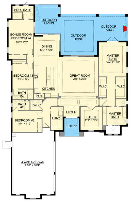 Plan 65809BS: Modern Florida House Plan with 4 Bedrooms and Courtyard ...