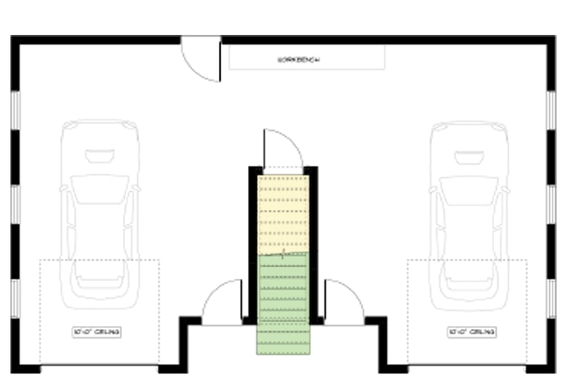 Plan 147075RML: Modern Farmhouse Carriage House Plan with Two Bedrooms and Workshop - Floor Plan - Main Level - Carriage, Modern Farmhouse, New American, Northwest, Vacation