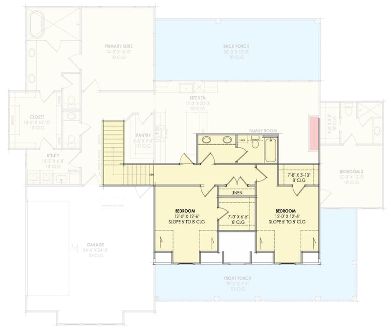 Plan 818218JSS: Modern Farmhouse House Plan with 4 Bedrooms and Wraparound Porch - Floor Plan -  - Country, Modern Farmhouse, New American, Traditional