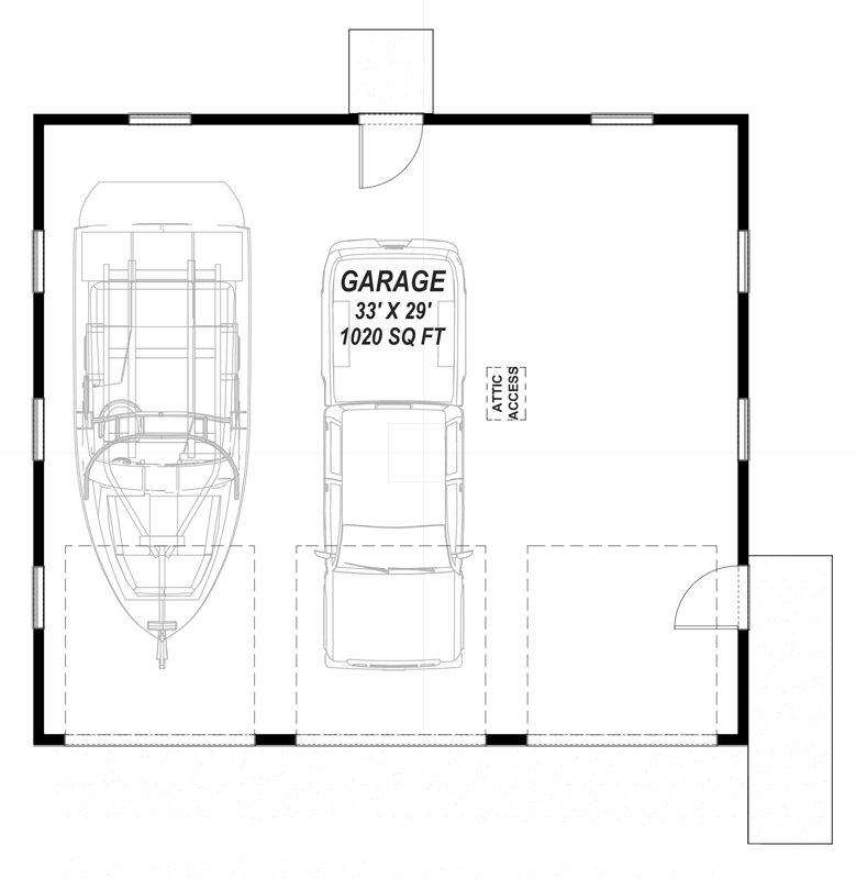 Plan 64573SC: Contemporary Three Car Garage Plan with Spacious Storage and High Ceilings - Floor Plan - - Contemporary