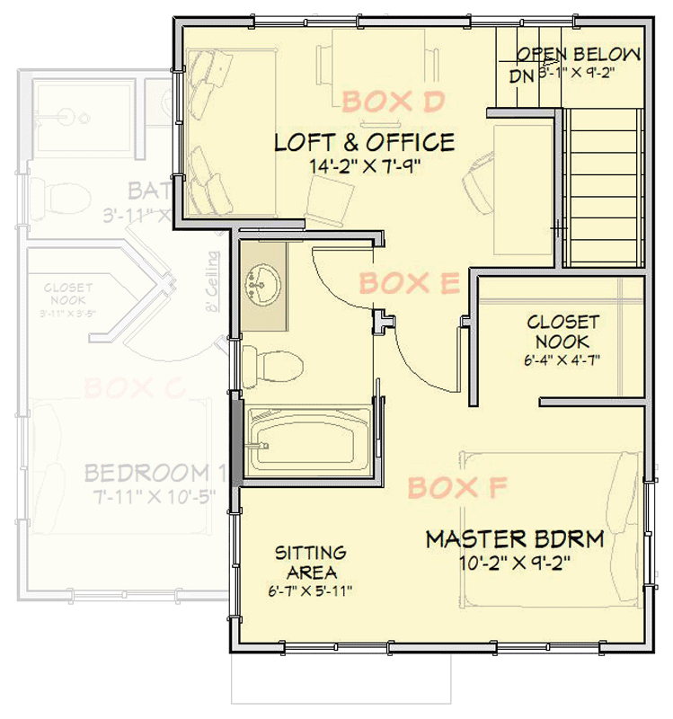 Plan 431008BOX: Compact Modern Two-Bedroom House Plan with Rooftop Deck - Floor Plan - 2nd Level - Contemporary, Modern, Transitional
