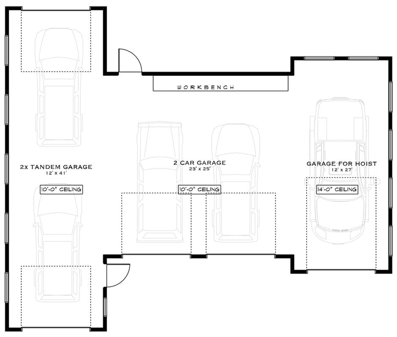 Plan 147076RML: Craftsman Style RV Garage Plan with Dedicated Workshop Space - Floor Plan -  - Craftsman