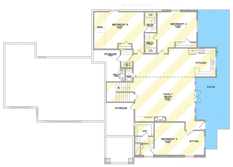 Plan 849148PGE: Five Bedroom New American House Plan with Dual Master Suites - Floor Plan - Basement Level - Craftsman, Modern Farmhouse, Mountain, New American, Rustic