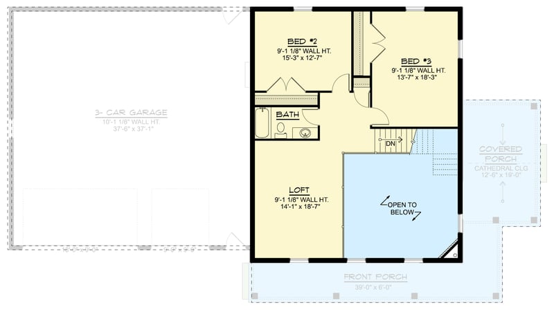 Plan 135458GRA: Barndominium Farmhouse House Plan with Three Car Garage - Floor Plan - 2nd Level - Barndominium, Country, Craftsman, Farmhouse, Traditional