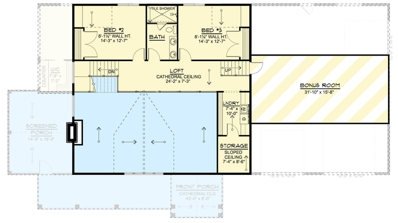 Plan 135459GRA: Modern Farmhouse Barndominium House Plan with 3 Bedrooms and 3-Car Garage - Floor Plan - 2nd Level - Barndominium, Country, Craftsman, Modern Farmhouse, New American
