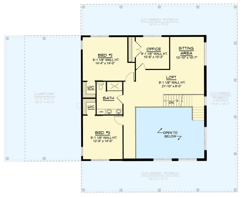 Plan 135460GRA: Modern Farmhouse House Plan with Three Bedrooms and Wraparound Porch - Floor Plan - 2nd Level - Barndominium, Country, Craftsman, Modern Farmhouse, New American