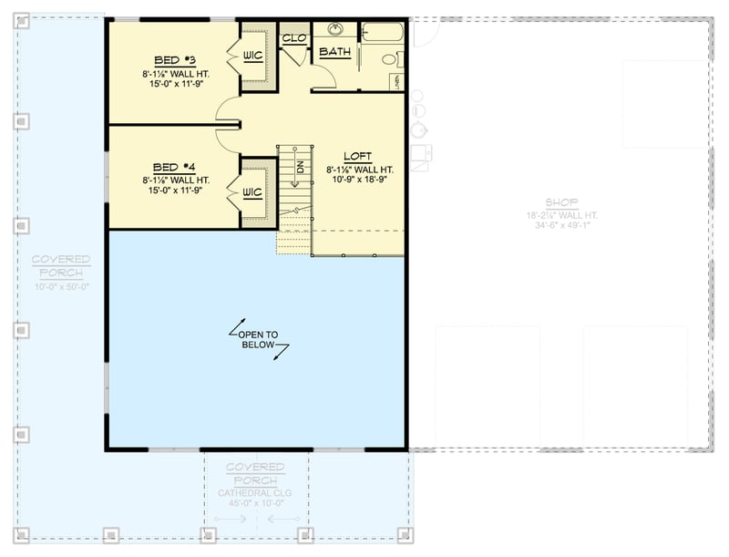 Plan 135462GRA: Modern Barndominium House Plan with Four Bedrooms and Wraparound Porch - Floor Plan - 2nd Level - Barndominium, Country, New American