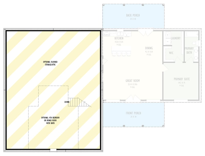 Plan 777078MTL: Modern Barndominium House Plan with Three Bedrooms and Attached Garage - Floor Plan - 2nd Level - Barndominium