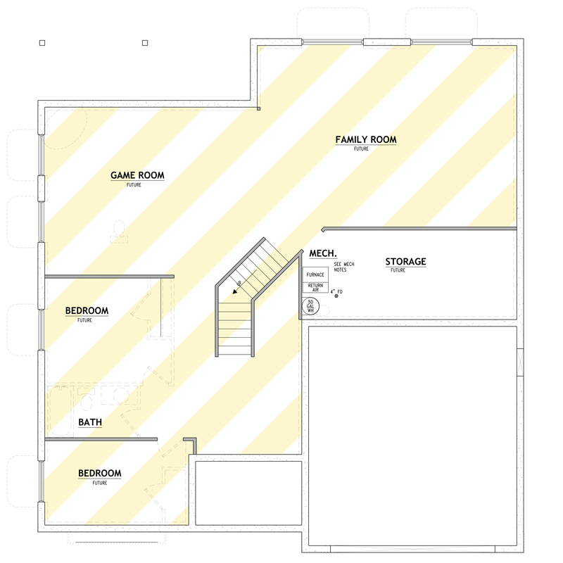 Plan 849154PGE: Contemporary Traditional House Plan with 3 Bedrooms and 2-Car Garage - Floor Plan - Optionally Finished Basement - Contemporary, Farmhouse, Traditional