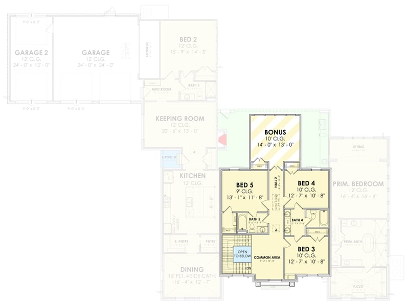 Plan 185053PHD: French Country House Plan with 5 Bedrooms and 3 Car Garage - Floor Plan - 2nd Level - French Country