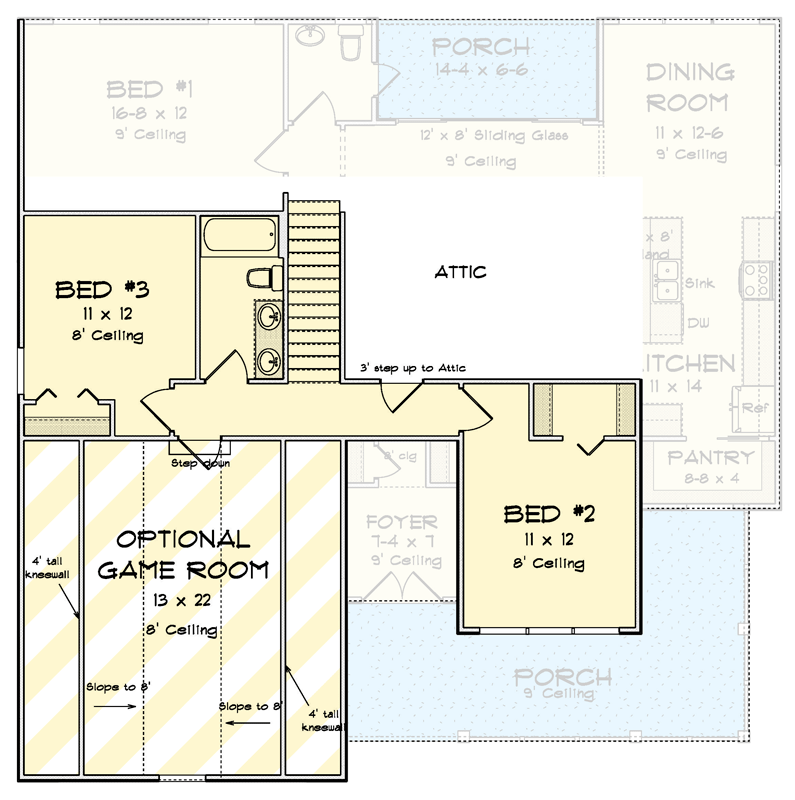 Plan 52584WM: Farmhouse Cottage House Plan with Three Bedrooms and Bonus Room - Floor Plan - 2nd Level - Cottage, Country, Farmhouse, Traditional