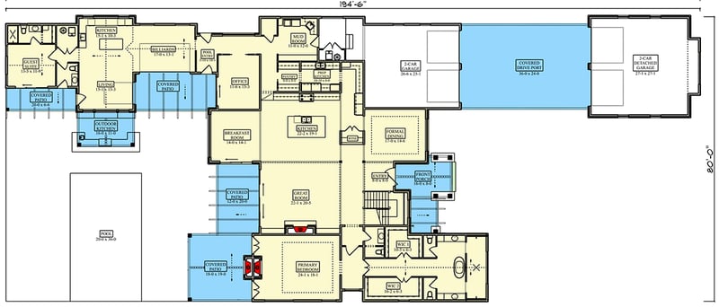 Plan 95386RW: Mountain Craftsman House Plan with Five Bedrooms and In-Law Suite - Floor Plan -  - Craftsman, Mountain