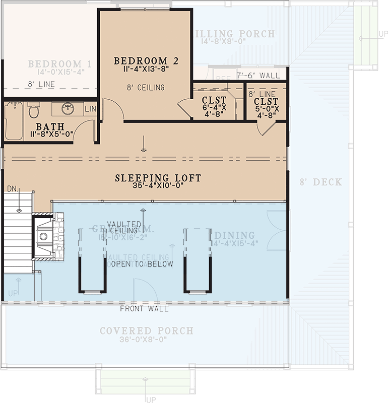 Plan 70984MK: Rustic Farmhouse House Plan with Two Bedrooms and Wraparound Porch - Floor Plan - - Cabin, Farmhouse, Rustic