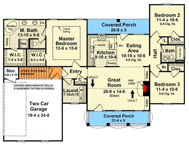 Plan 51397MM: Modern Farmhouse House Plan with 3 Bedrooms and 2-Car Garage - Floor Plan - - Modern Farmhouse, Ranch, Traditional
