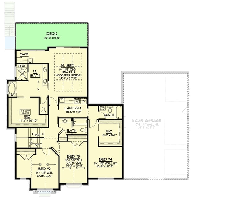 Plan 135469GRA: Spacious New American House Plan with Seven Bedrooms and Three-Car Garage - Floor Plan -  - Country, Craftsman, New American