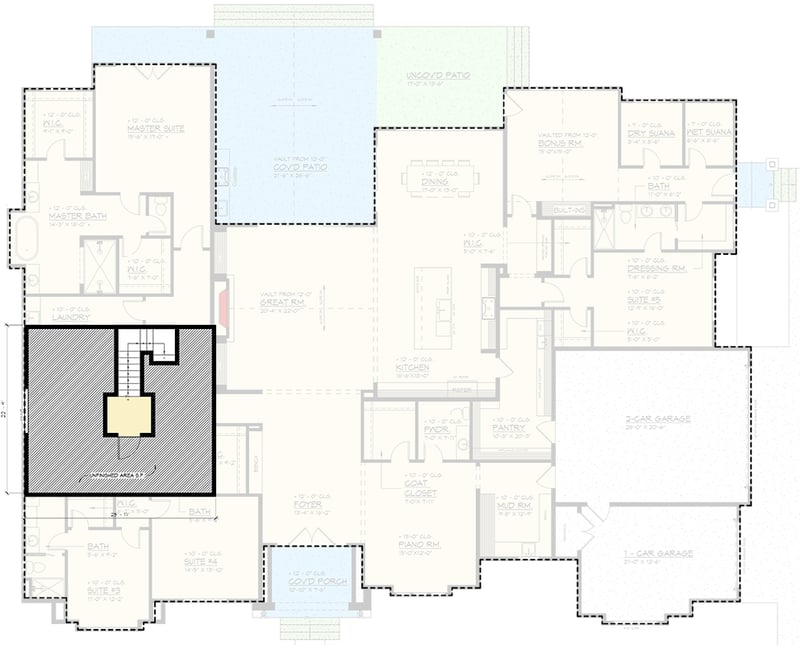 Plan 666316RAF: Modern European Five Bedroom House Plan with Luxurious First Floor Suite - Floor Plan -  - European, Modern, Modern Farmhouse, Transitional