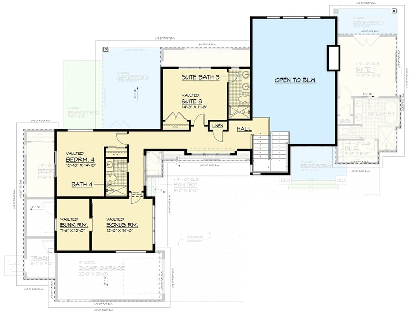 Plan 666317RAF: Contemporary Mountain House Plan with 4 Bedrooms and Two-Story Great Room - Floor Plan - - Contemporary, Modern, Mountain, Northwest