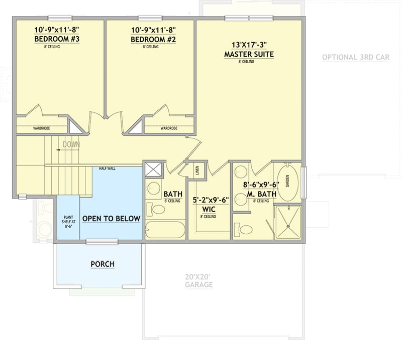 Plan 849167PGE: Traditional Two-Story House Plan with Three Bedrooms and Two-Car Garage - Floor Plan - - Traditional