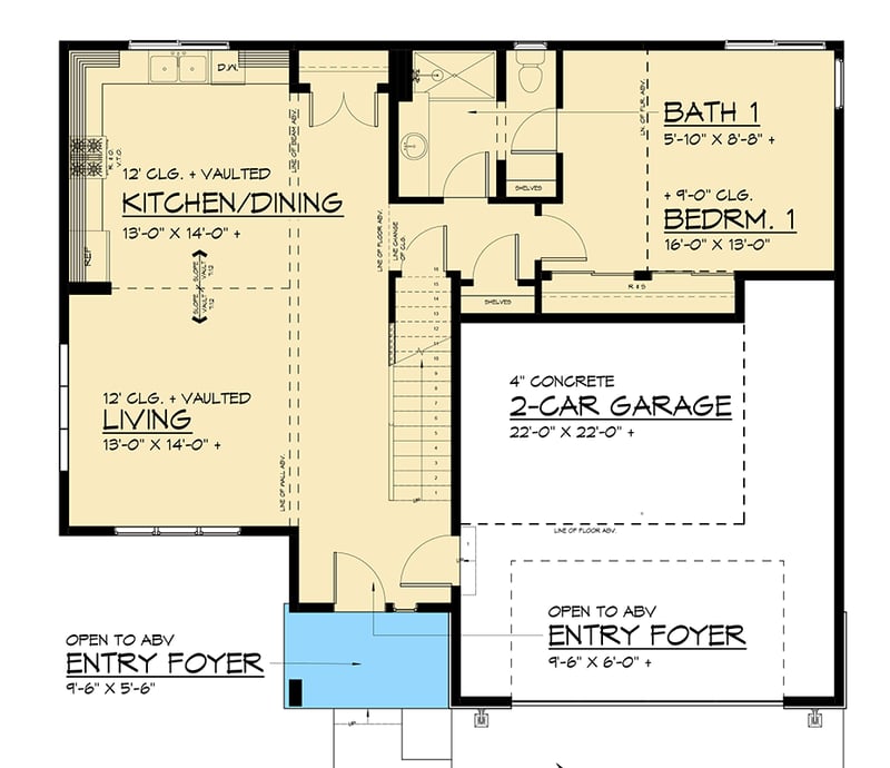 Plan 666320RAF: Modern New American House Plan with Loft and Two Bedrooms - Floor Plan - - Log Cabin, New American, Northwest