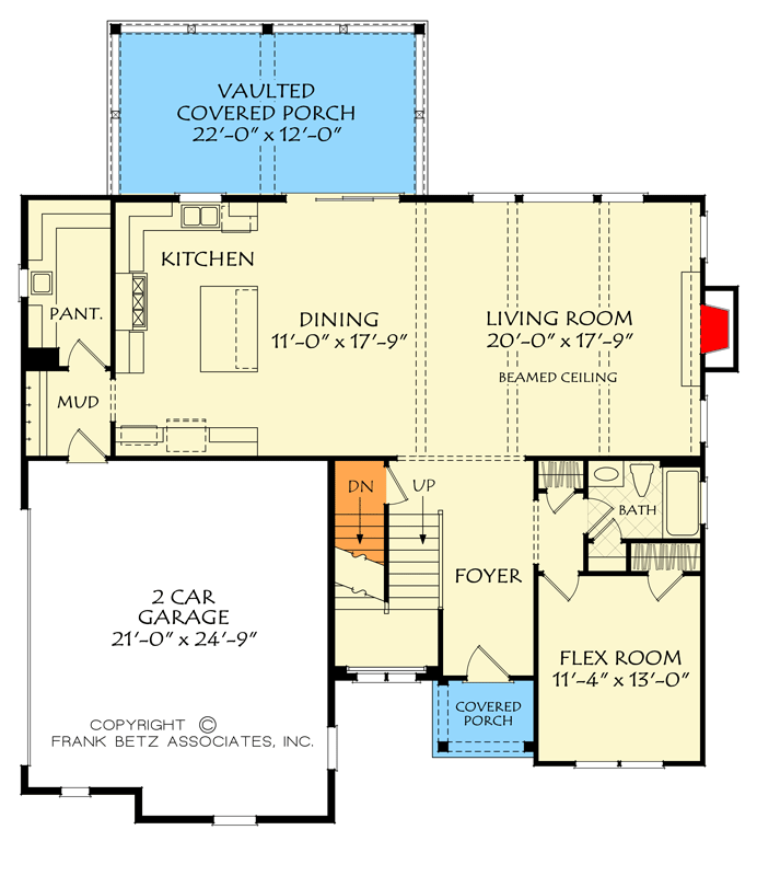 Plan 710453BTZ: Modern European Transitional House Plan with Five Bedrooms and Flex Space - Floor Plan - Main Level - European, Rustic, Traditional, Transitional
