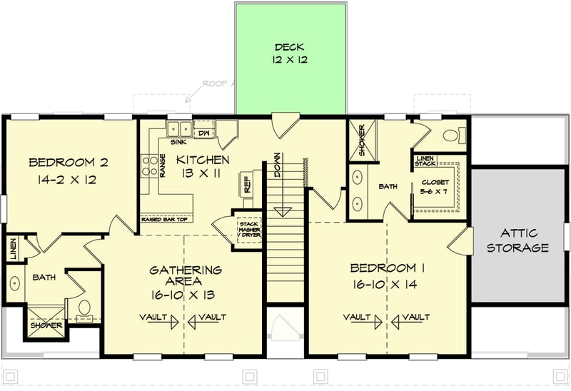 Plan 360125DK: Charming Carriage House Plan with Two Bedrooms and Four Car Garage - Floor Plan -  - Carriage, Craftsman, Farmhouse, New American