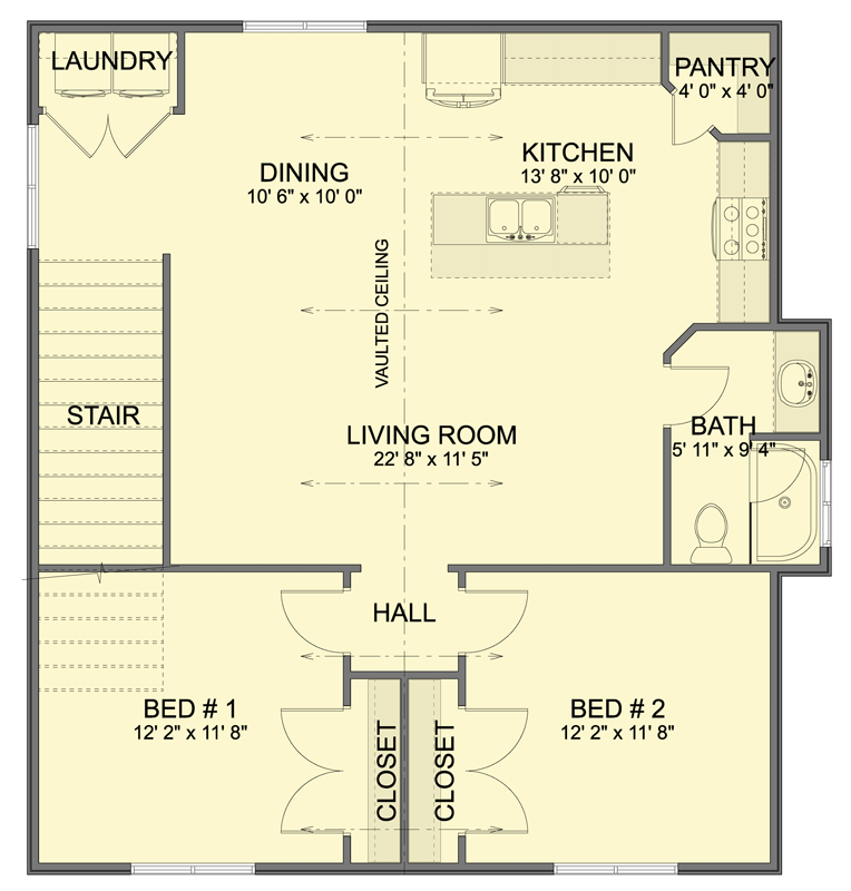 Plan 61768UT: Traditional House Plan with 2 Bedrooms and Garage - Floor Plan - 2nd Level - Traditional